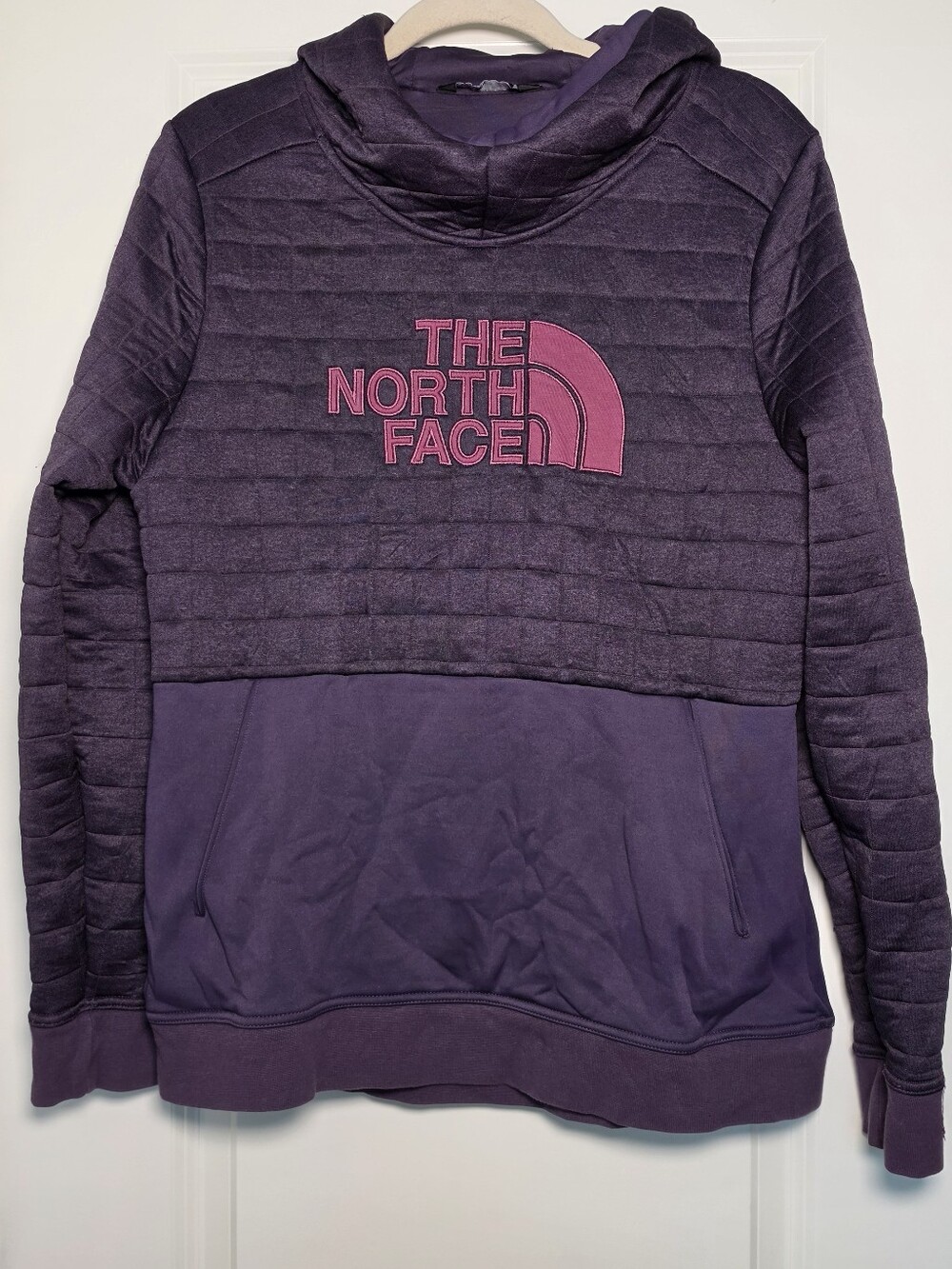 The North Face Women’s Quilted Pullover Hoodie Purple Pink Logo Size L Gorpcore - Picture 2 of 11